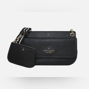 NWT!!! Kate Spade Rosie Flap Crossbody Solid Black Leather + shopping bag